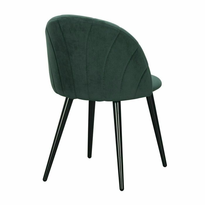 Стул бархатный Париж серо-зеленого цвета на черных ножках - лучшие Обеденные стулья в INMYROOM