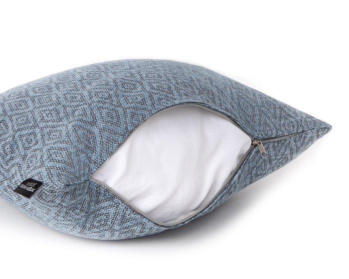 Декоративная подушка zoom rhombus blue голубого цвета - лучшие Декоративные подушки в INMYROOM