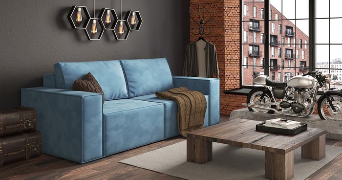 Диван-кровать Пола голубого цвета - купить Прямые диваны по цене 51279.0