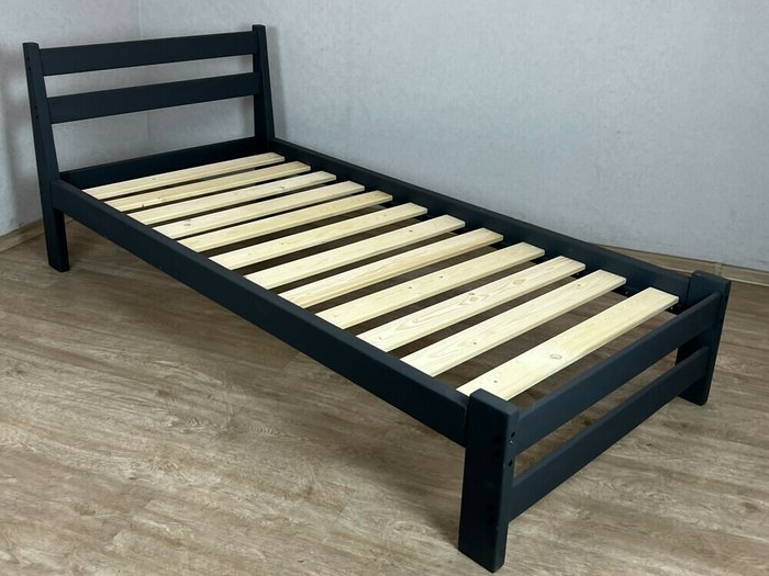 Кровать односпальная Мишка сосновая усиленная 90х200 цвета антрацит - лучшие Кровати для спальни в INMYROOM