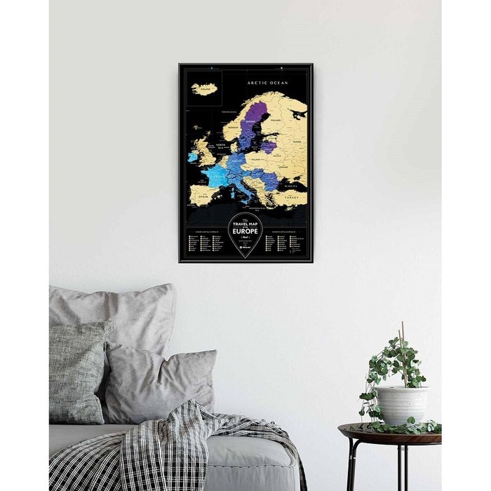 Карта Travel Europe map black europe - лучшие Декор стен в INMYROOM