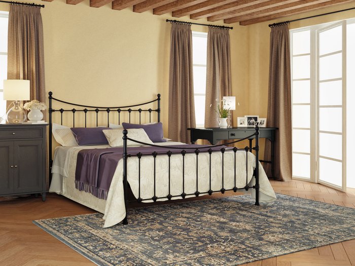 Кровать Чара 140х200 черно-глянцевого цвета - купить Кровати для спальни по цене 74344.0