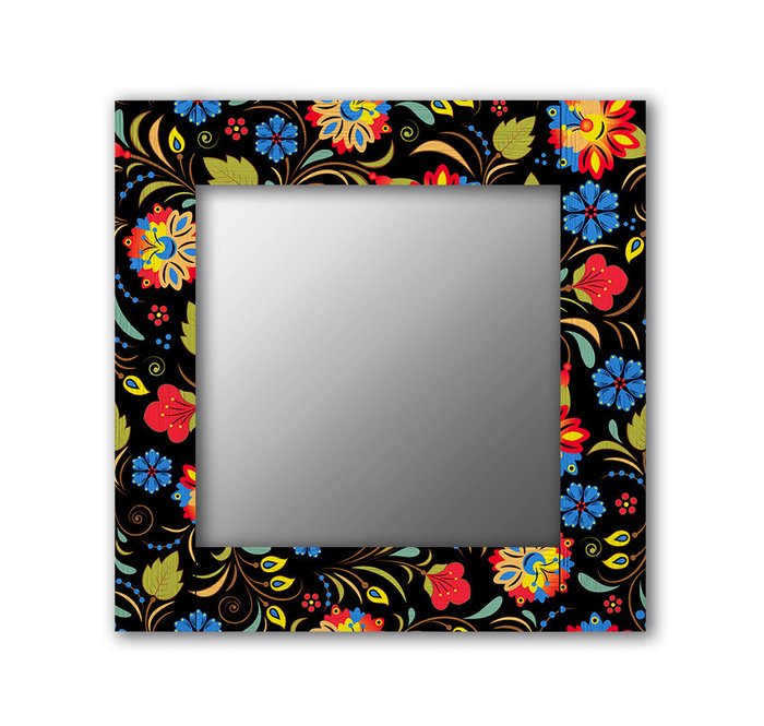 Настенное зеркало Цветочный фейерверк 50х65 черного цвета - купить Настенные зеркала по цене 13190.0