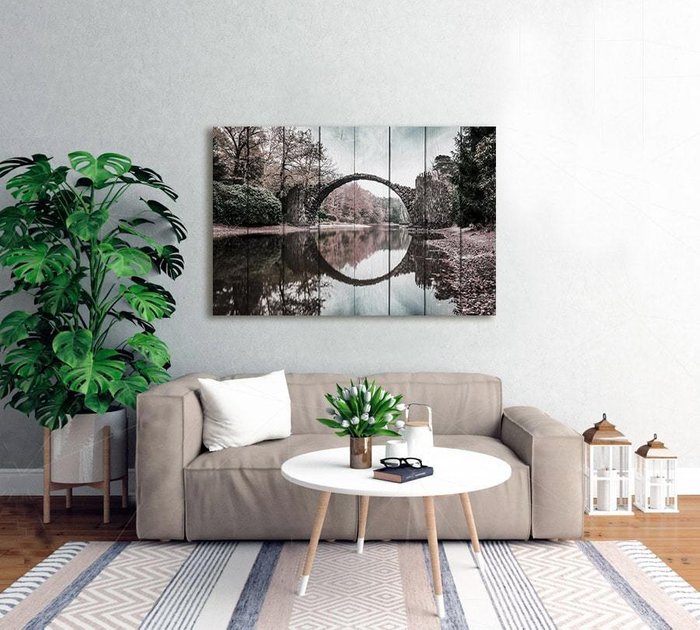 Картина на дереве Круглый мост 40х60 - купить Картины по цене 4990.0
