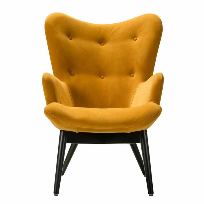 Кресло Хайбэк желтого цвета с основанием венге - купить Интерьерные кресла по цене 26410.0
