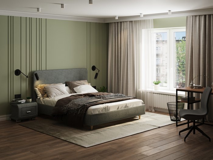 Кровать Mia 140х200 серого цвета - купить Кровати для спальни по цене 28370.0