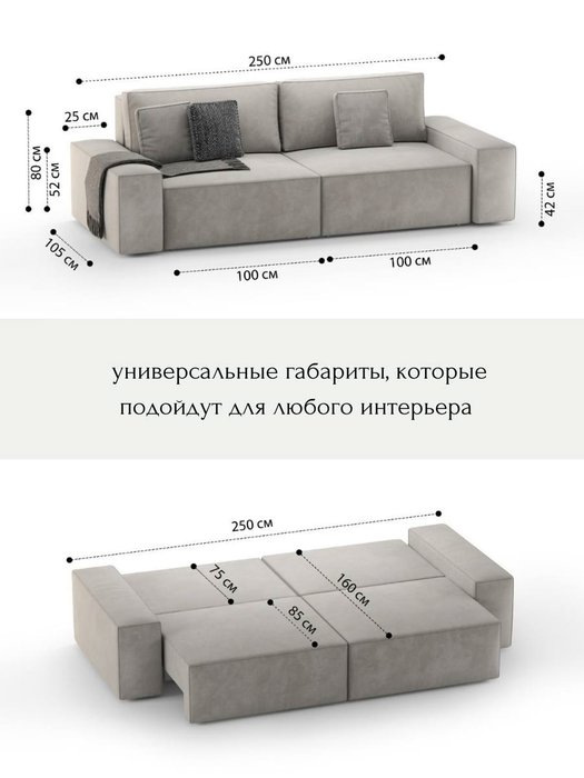 Диван модульный Формула светло-серого цвета - лучшие Прямые диваны в INMYROOM