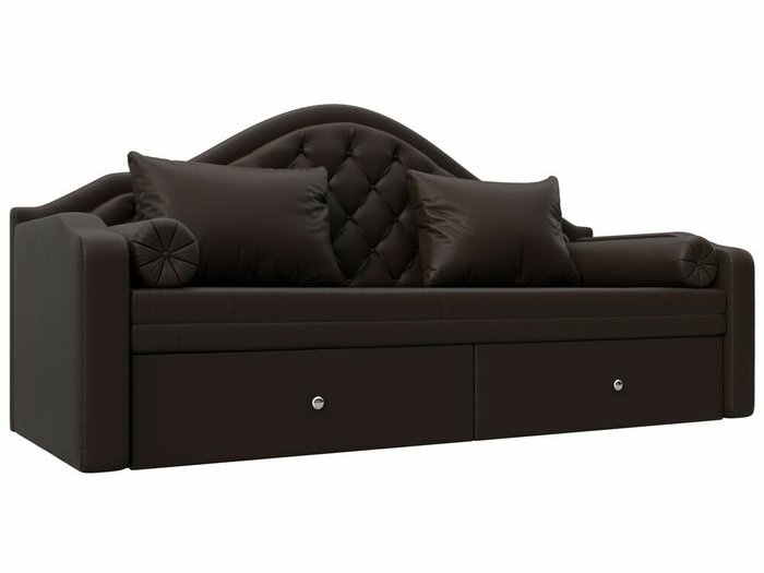 Диван-кровать Сойер коричневого цвета (экокожа)