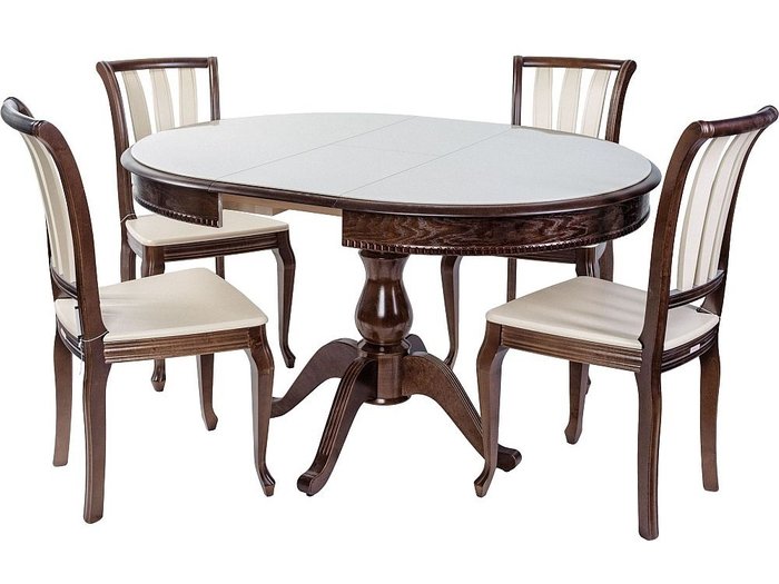 Обеденная группа из стола и четырех стульев темно-коричневого цвета - купить Обеденные группы по цене 56587.0