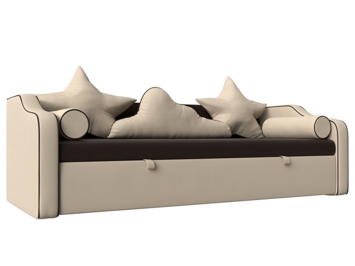 Прямой диван-кровать Рико бежевого цвета (экокожа)