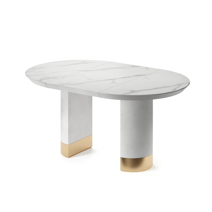 Обеденный стол раздвижной Ансер М бело-золотого цвета - купить Обеденные столы по цене 143446.0