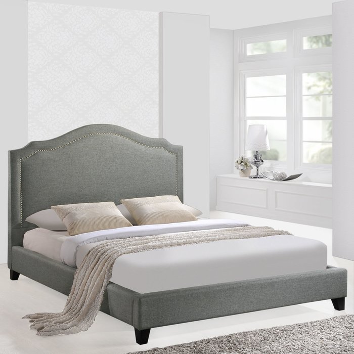Кровать Cassis Upholstered серого цвета 160х200 - купить Кровати для спальни по цене 90000.0