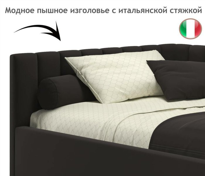 Кровать Milena 120х200 темно-коричневого цвета без подъемного механизма - лучшие Кровати для спальни в INMYROOM