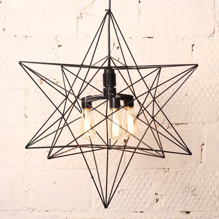 Лампа Звезда с тремя ретро-лампочками  - лучшие Подвесные люстры в INMYROOM