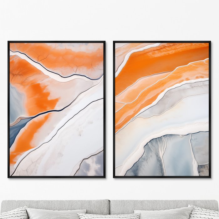 Набор из двух репродукций картин Salt lakes, grey and orange, 2024г. - купить Картины по цене 49998.0