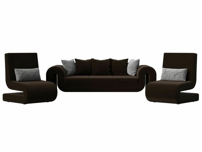 Набор мягкой мебели Волна 1 коричневого цвета - купить Комплекты мягкой мебели по цене 84998.0