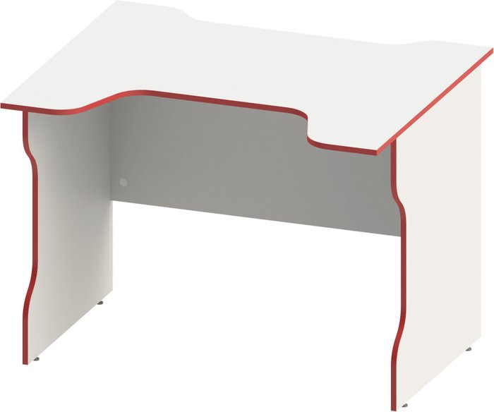Стол компьютерный Вардиг белого цвета с красной окантовкой