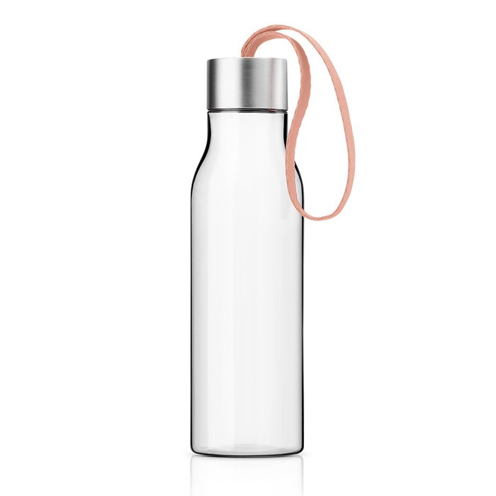 Бутылка из пластика с персиковой веревочкой на крышке   
