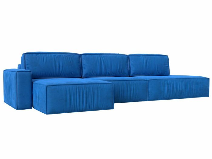 Угловой диван-кровать Прага модерн лонг голубого цвета левый угол