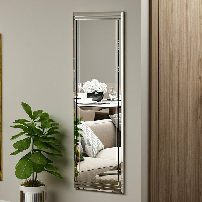 Настенное прямоугольное зеркало Decor 40х120 в раме белого цвета - лучшие Настенные зеркала в INMYROOM