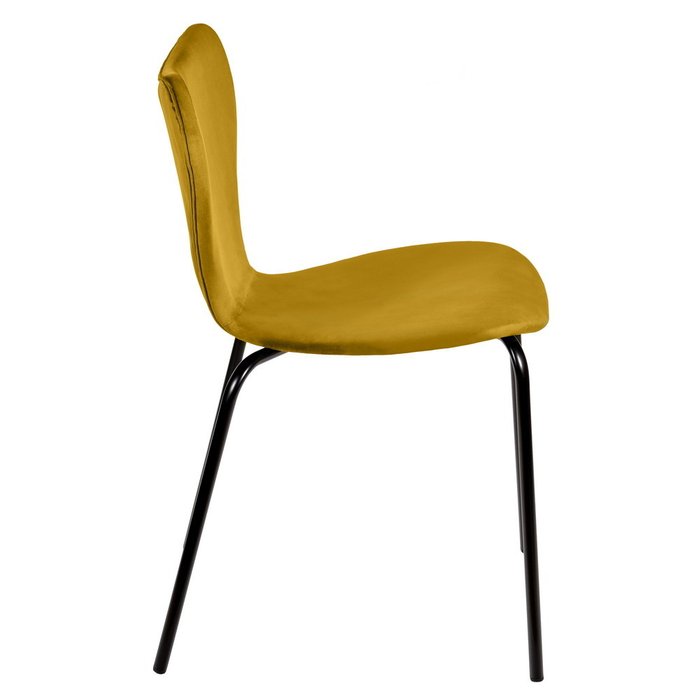 Стул Seven горчичного цвета с чёрными ножками - лучшие Обеденные стулья в INMYROOM