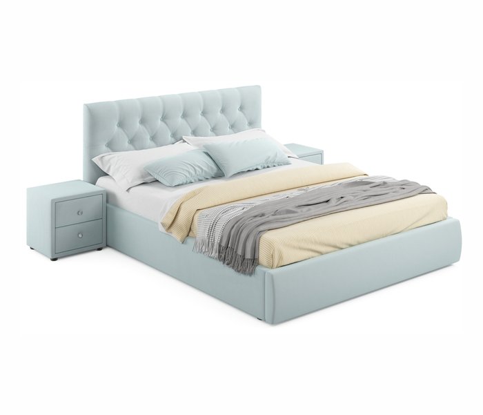 Кровать с подъемным механизмом и двумя тумбами Verona 160х200 мятного цвета