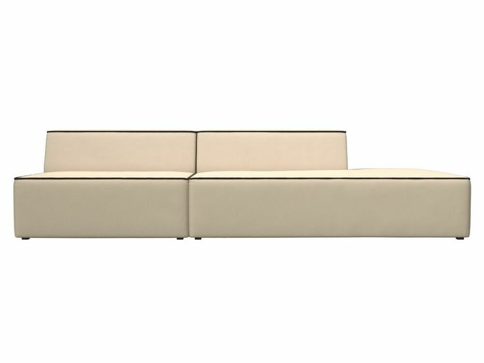 Прямой модульный диван Монс Модерн бежевого цвета с коричневым кантом (экокожа) правый - купить Прямые диваны по цене 49999.0