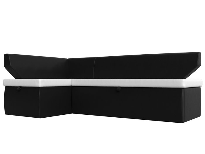 Угловой диван-кровать Омура черно-белого цвета (экокожа) цвета левый угол