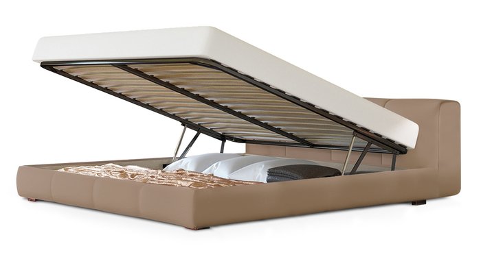 Кровать Митра 140х200 светло-коричневого цвета - купить Кровати для спальни по цене 50700.0