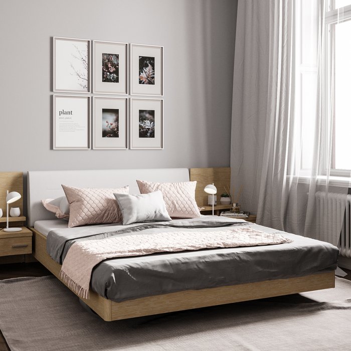 Кровать Элеонора 160х200 с изголовьем белого цвета 