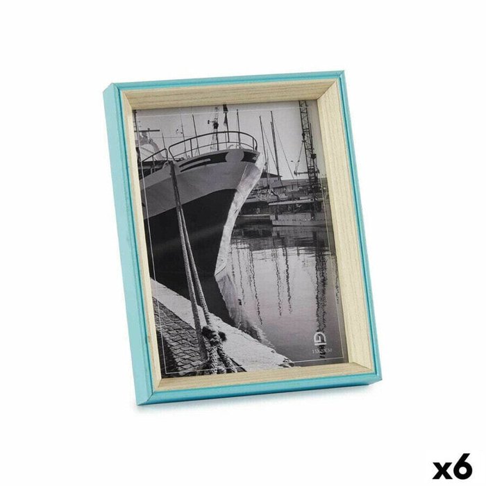 Фоторамка Стеклянный Синий Белый Деревянный MDF (3 x 22 x 17 cm) (6 штук)