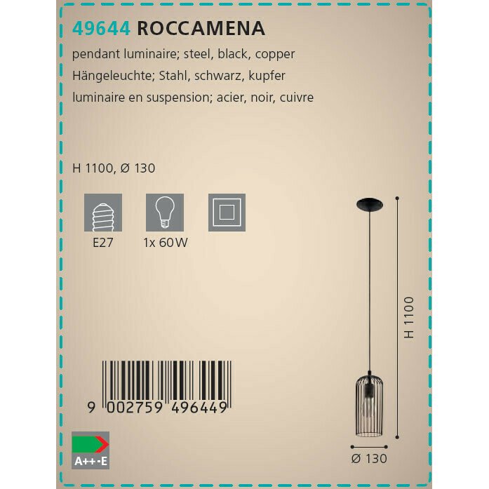 Подвесной светильник Roccamena черного цвета - лучшие Подвесные светильники в INMYROOM