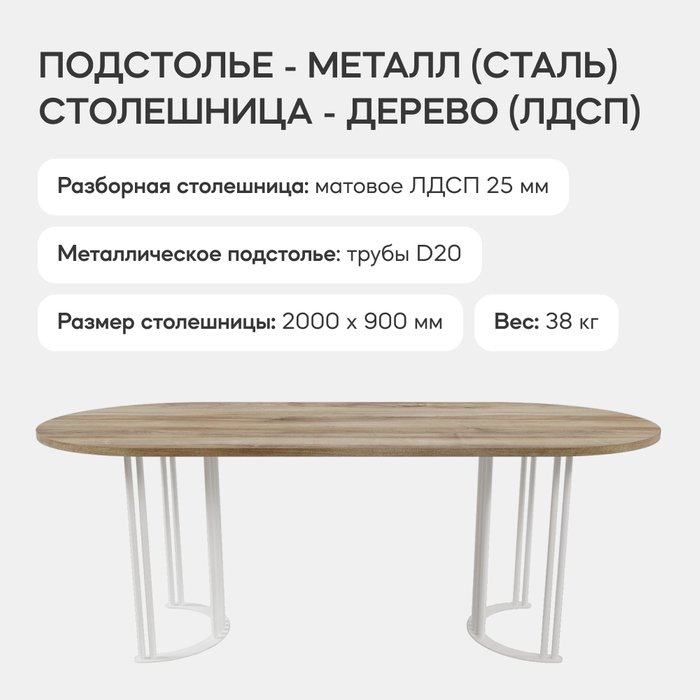 Обеденный стол Violur 200 с металлическим белым подстольем и со столешницей орех - лучшие Обеденные столы в INMYROOM