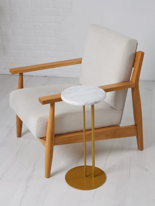 Кофейный столик Сallisto M бело-золотого цвета - купить Кофейные столики по цене 3067