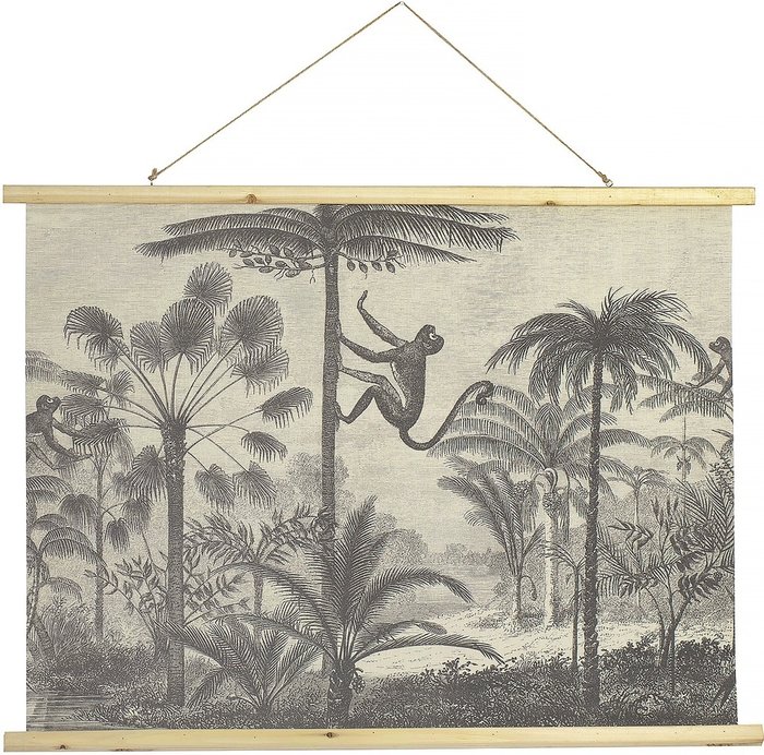 Картина подвесная Обезьяна на дереве 75х100 серо-бежевого цвета