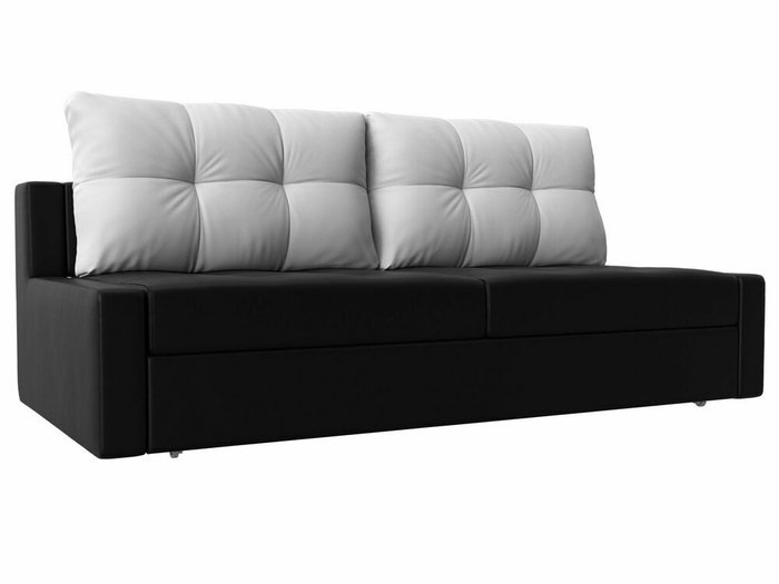 Прямой диван-кровать Мартин черного цвета (экокожа)