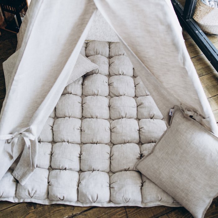 Чехол для подушки из льна бежевого цвета - купить Декоративные подушки по цене 890.0
