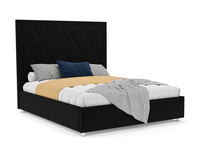 Кровать Треви 160х190 черного цвета с подъемным механизмом (велюр)