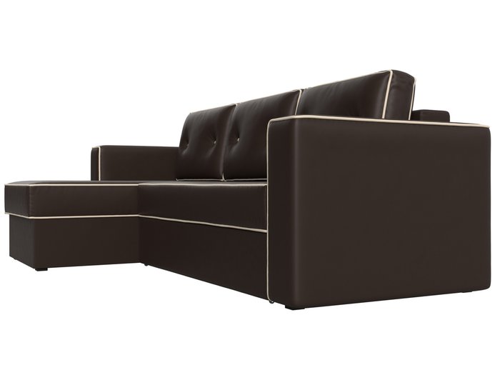 Угловой диван-кровать Принстон коричневого цвета (экокожа) левый угол - лучшие Угловые диваны в INMYROOM