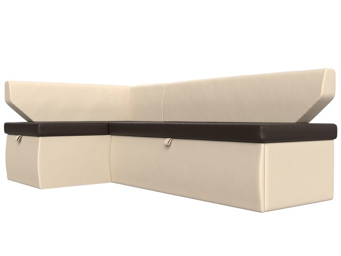 Угловой диван-кровать Омура бежево-коричневого цвета (экокожа) цвета левый угол - лучшие Угловые диваны в INMYROOM