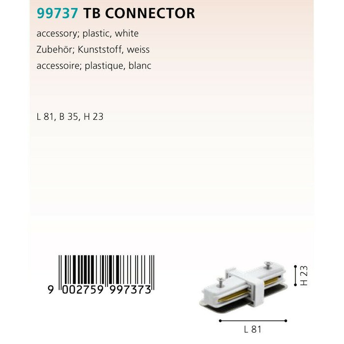 Соединитель прямой Eglo TB Connector 99737 - купить Соединитель (коннектор) для треков по цене 190.0 Соединитель прямой Eglo TB Connector 99737 - купить Соединитель (коннектор) для треков по цене 190.0
