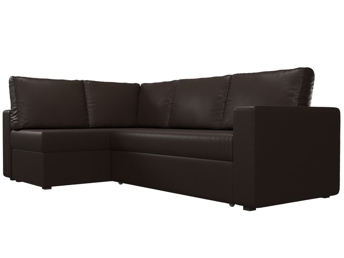Угловой диван-кровать Оливер коричневого цвета (экокожа) левый угол - лучшие Угловые диваны в INMYROOM