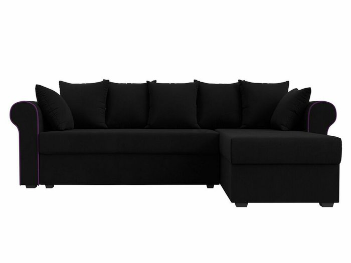 Угловой диван-кровать Рейн черного цвета правый угол - купить Угловые диваны по цене 33999.0