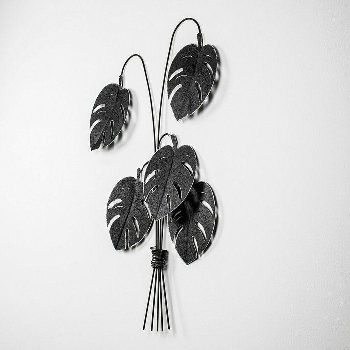 Настенный декор ручной работы Листья 60х100 из металла черного цвета - купить Декор стен по цене 13427.0