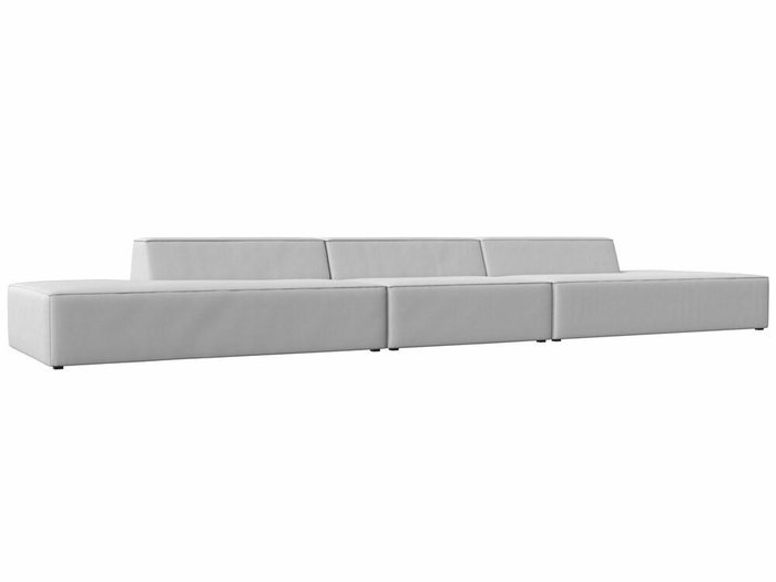 Прямой модульный диван Монс Лонг белого цвета (экокожа)