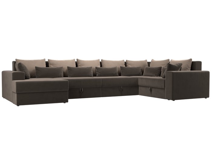 Угловой диван-кровать Мэдисон коричнево-бежевого цвета