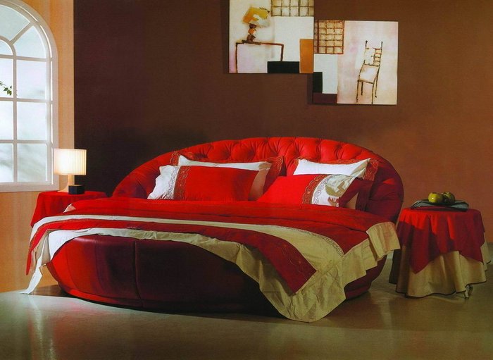 Кровать "Letto Rotondo GM 08" с обивкой из экокожи или велюра 220 см