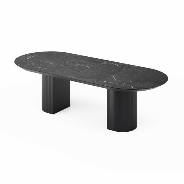Раздвижной обеденный стол Рана S со столешницей цвета черный мрамор - лучшие Обеденные столы в INMYROOM