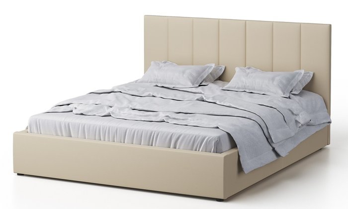 Кровать Венера-3 140х190 бежевого цвета с подъемным механизмом (экокожа)