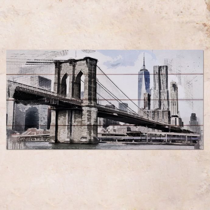 Картина на дереве Brooklyn Bridge 40х80